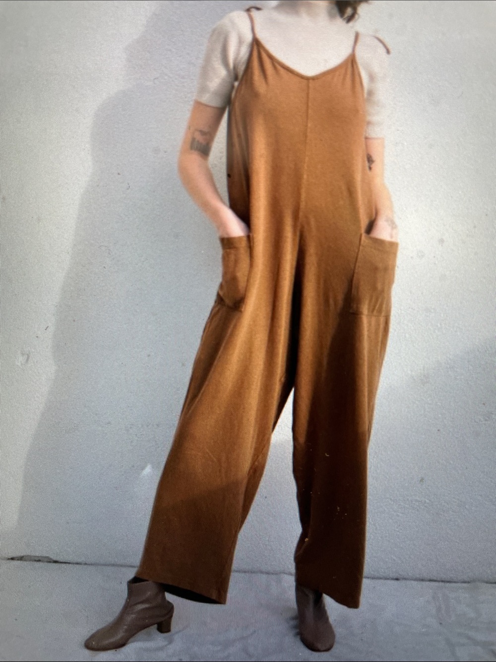 Jungmaven hemp/organic cotton Women's Casual Wide-Leg Jumpsuit in Rust